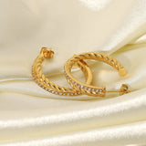 Twisted Zircon C shape Hoop Earring