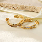 Twisted Zircon C shape Hoop Earring
