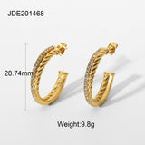 Twisted Zircon C shape Hoop Earring