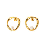 Irregular Oval Shape Pearl Earring