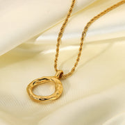 Irregular Oval Shape Pendant Necklace
