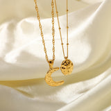 INS Style Moon and Oval Pendant Necklace