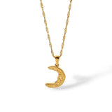 INS Style Moon and Oval Pendant Necklace