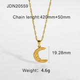 INS Style Moon and Oval Pendant Necklace