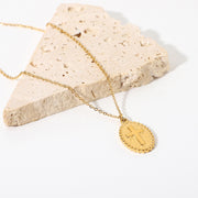 INS Style Oval Cross Pendant Necklace
