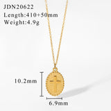 INS Style Oval Cross Pendant Necklace