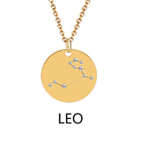 Zodiac Sign Round Pendant Necklace
