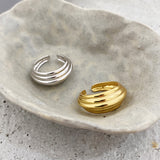 18K Gold Thread Texture Croissant Ring