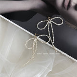 Natural Freshwater Pearl Tassel Bow Earrings