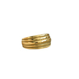 18K Gold Thread Texture Croissant Ring