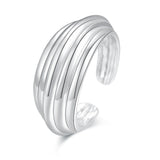 18K Gold Thread Texture Croissant Ring