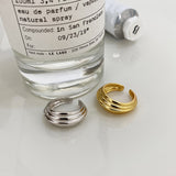 18K Gold Thread Texture Croissant Ring