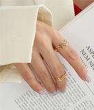 18K Gold Wave Pattern Double Opening Ring