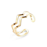 18K Gold Wave Pattern Double Opening Ring