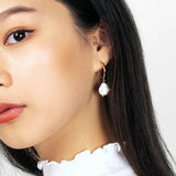Freshwater Pearl C-Shaped Pendant Earrings