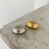 18K Gold Thread Texture Croissant Ring