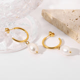 Freshwater Pearl C-Shaped Pendant Earrings