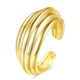 18K Gold Thread Texture Croissant Ring
