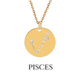 Zodiac Sign Round Pendant Necklace