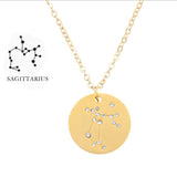 Zodiac Sign Round Pendant Necklace