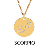 Zodiac Sign Round Pendant Necklace