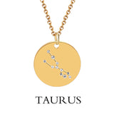 Zodiac Sign Round Pendant Necklace