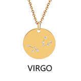 Zodiac Sign Round Pendant Necklace