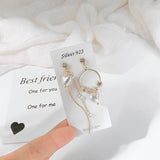 Zircon Inlaid Heart Asymmetric Long Earrings